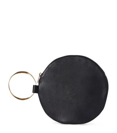 The Row Round Bracelet Matte Nappa Clutch In Black Ang