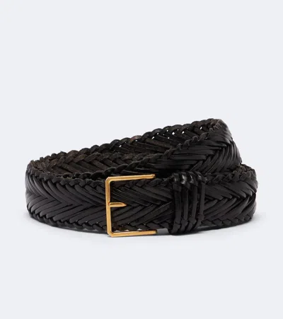 The Row Braided Leather Belt In Black