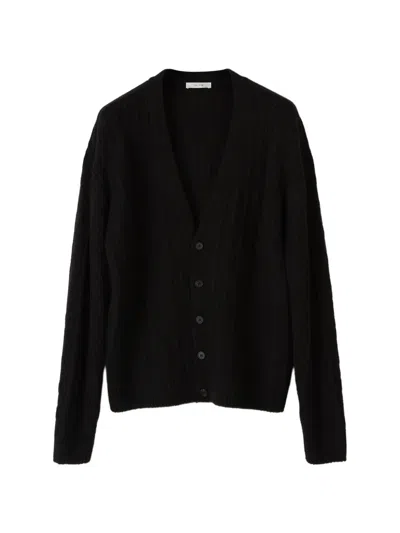 The Row Braided-knit Cashmere Cardigan In Black