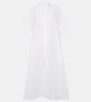 The Row Bredel Short-sleeve Band-collar Cotton Maxi Shirtdress In White