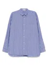 The Row Bresson Button-down Collar Striped Cotton-poplin Shirt In Blue