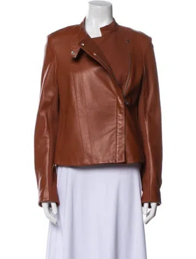 Pre-owned The Row Brilly Leather Biker Jacket In Brown