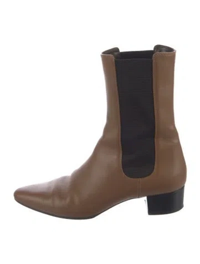 Pre-owned The Row British Leather Chelsea Boots In Brown