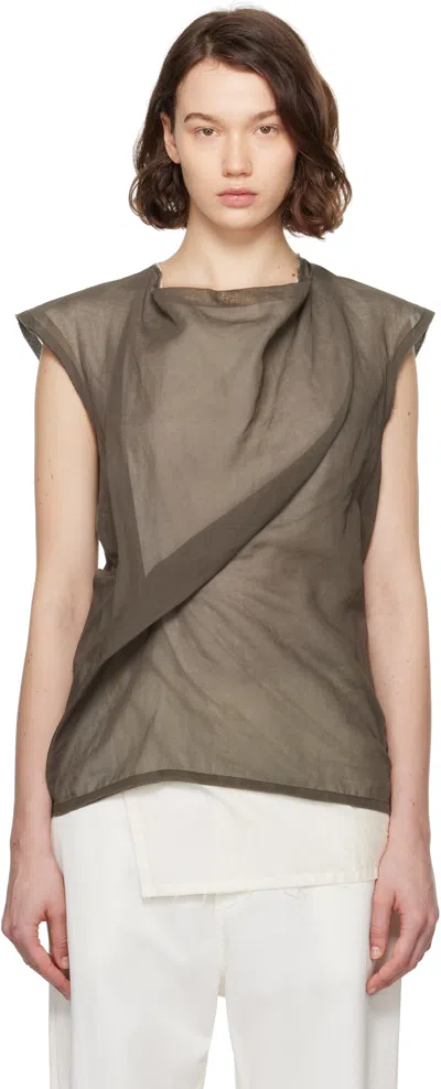 The Row Inawa Frayed Layered Draped Cotton-voile Tank In Brown