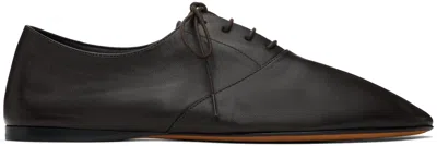 The Row Awar Leather Lace-up Oxfords In Braun