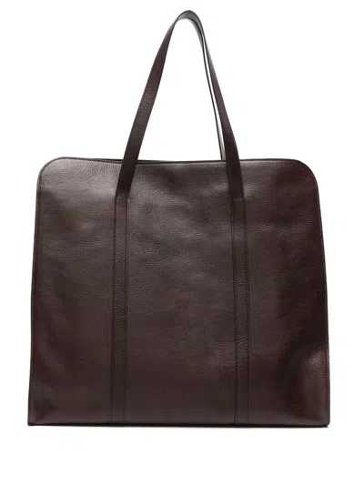 The Row Ben Leather Tote Bag In Brown