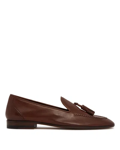 The Row Brown Caden Leather Loafers In Brown Marrone   #3d322d