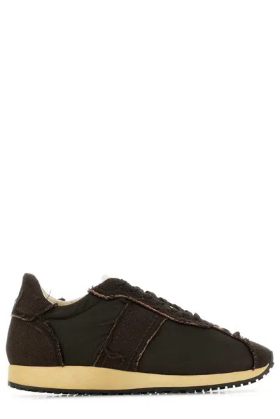 The Row Brown Canvas And Fabric Mika Sneakers