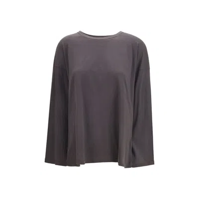 The Row Brown Cotton Long Sleeve T-shirt In Gray