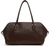 The Row E/w Bowling Lux Grain Leather Bag In Dbp Dark Brown Pld