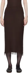 The Row Indira Lace-trim Rib Midi Pencil Skirt In Dko Dark Oak