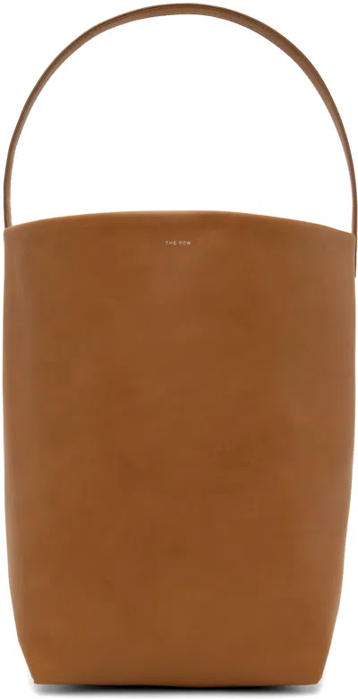 The Row Brown Large N/s Park Tote In Dark Cuir Pld