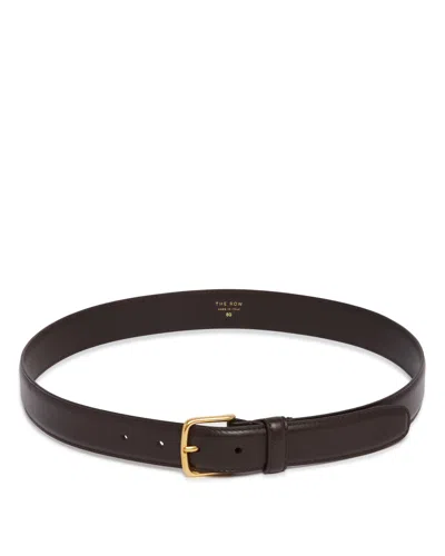 The Row Brown Leather Belt In Brown Marrone   #3d322d