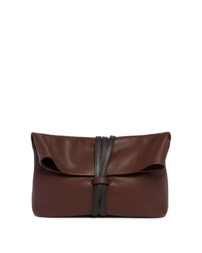 The Row Brown Leather Clutch In Brown Marrone   #3d322d