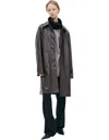 The Row Brown Leather Coat In Brown