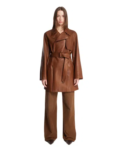 The Row Brown Leather Coat