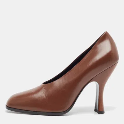 The Row Brown Leather Jade Pumps