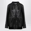 The Row Brown Leather Zipped Jacket