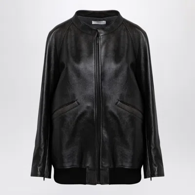 The Row Brown Leather Zipped Jacket