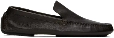 The Row Brown Lucca Loafers In Dbr Dark Brown