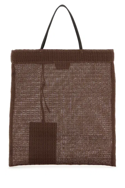 The Row Brown Mesh Mini Barn Shopping Bag