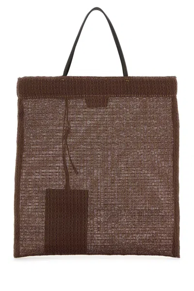 The Row Brown Mesh Mini Barn Shopping Bag
