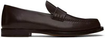 The Row Brown Novus Loafers In Dbr Dark Brown