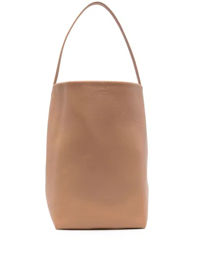 The Row Brown N/s Park Leather Tote Bag In Gold
