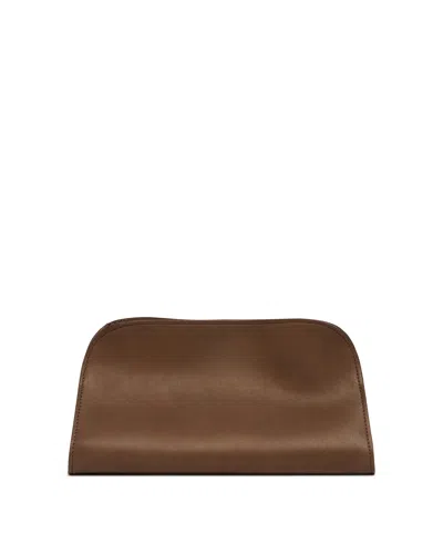 The Row Brown Peggy Leather Clutch