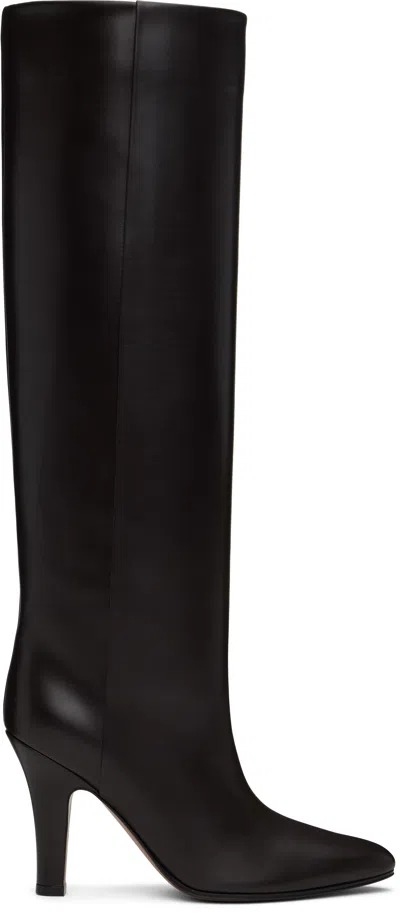 The Row Brown Prudens Knee Boots In Lqb Laquer Brown