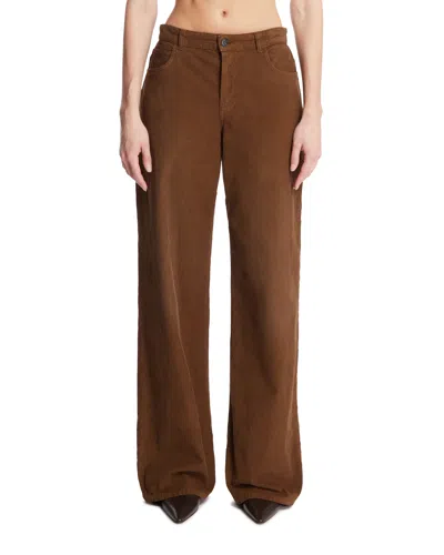 The Row Brown Ribbed Cotton Pants