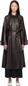 The Row Brown Ryota Leather Coat In Black