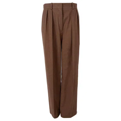 Pre-owned The Row Brown Silk Cashmere 2021 Igor High Waisted Pleated Pants 6 S