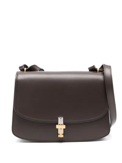 THE ROW BROWN SOFIA 8.75 LEATHER SHOULDER BAG