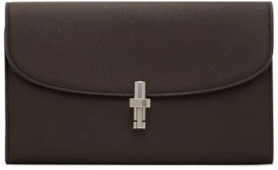 The Row Brown Sofia Continental Wallet In Dark Mocha Ans