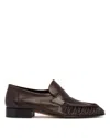 The Row Leather Loafers Block Heel Fringed Design In Brown