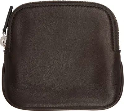 The Row Brown Square Coin Pouch In Dbas Dark Brown Ans