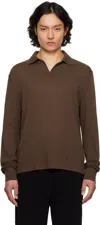 The Row Brown Stafford Polo In Cho Chocolate