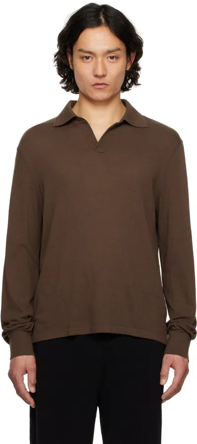 The Row Brown Stafford Polo In Cho Chocolate