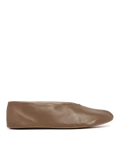 The Row Brown Stella Leather Mules In Neutral