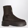 The Row Brown Suede Zipped Boots In Brown
