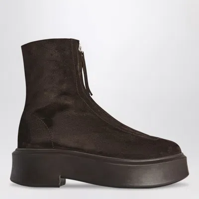 The Row Brown Suede Zipped Boots