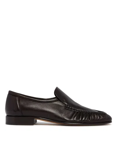The Row Brown Two Leather Soft Loafers In Black