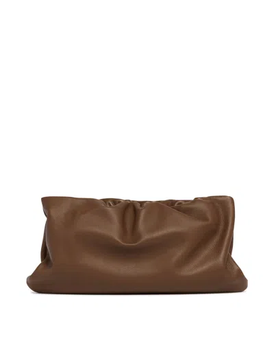 The Row Brown Xl Leather Bourse Clutch