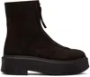 The Row Platform Sole Round Toe Ankle Boots In Dark Brown