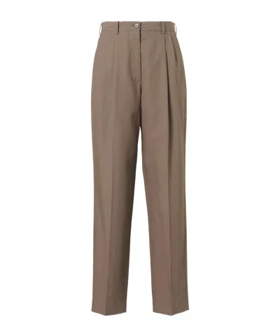 The Row Bryce Wool And Silk Straight Pants In Brown