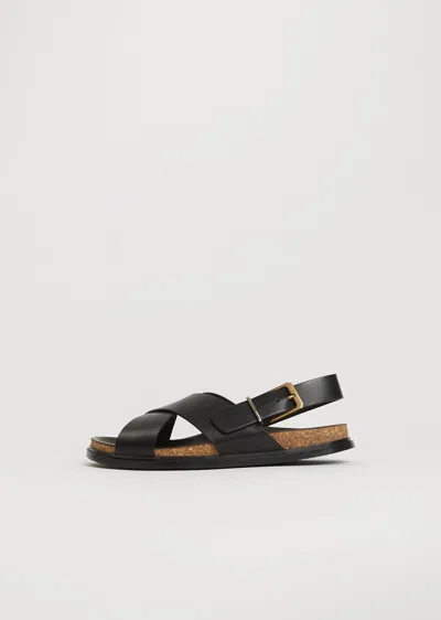The Row Buckle Crisscross Sandal In Black
