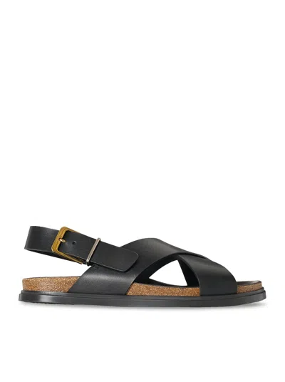 The Row Buckle Crisscross Sandal In Black