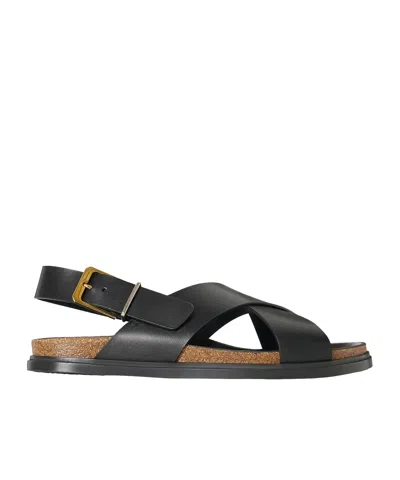 The Row Buckle Crisscross Sandal In Black