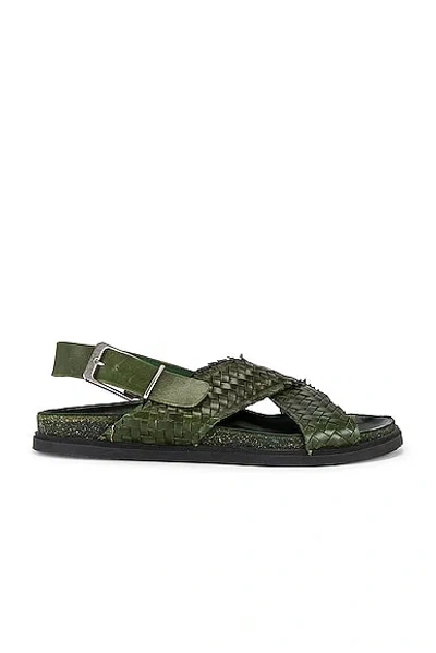 The Row Buckle Sandal In Dark Green